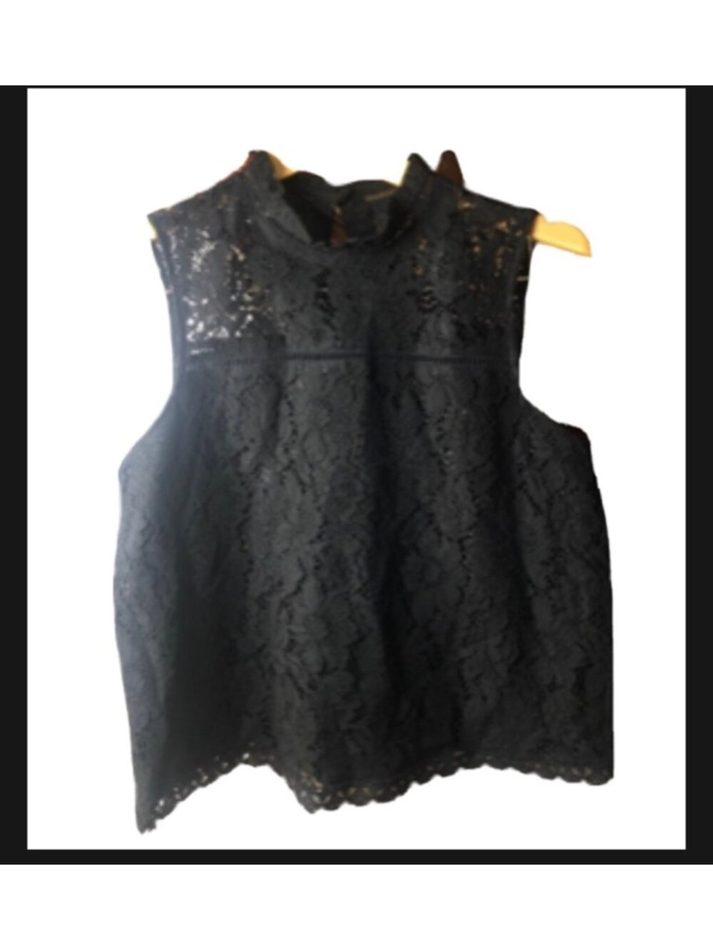 JACK BY BB DAKOTA- WOMENS BLACK LACE CREW NECK TOP SIZE LARGE